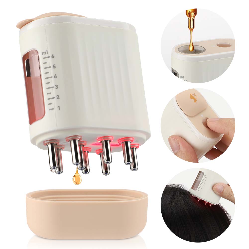 Elektrischer Kopfhautmassager mit Öl-Applikator & Rotlichttherapie