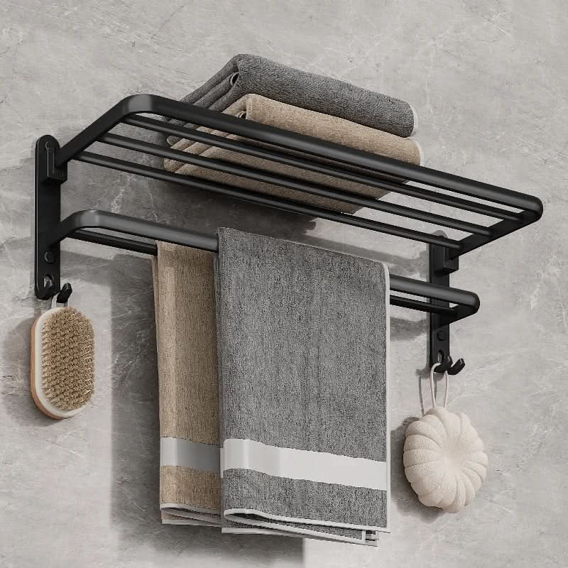Aluminium Handtuchhalter zur Wandmontage – klappbar mit Haken