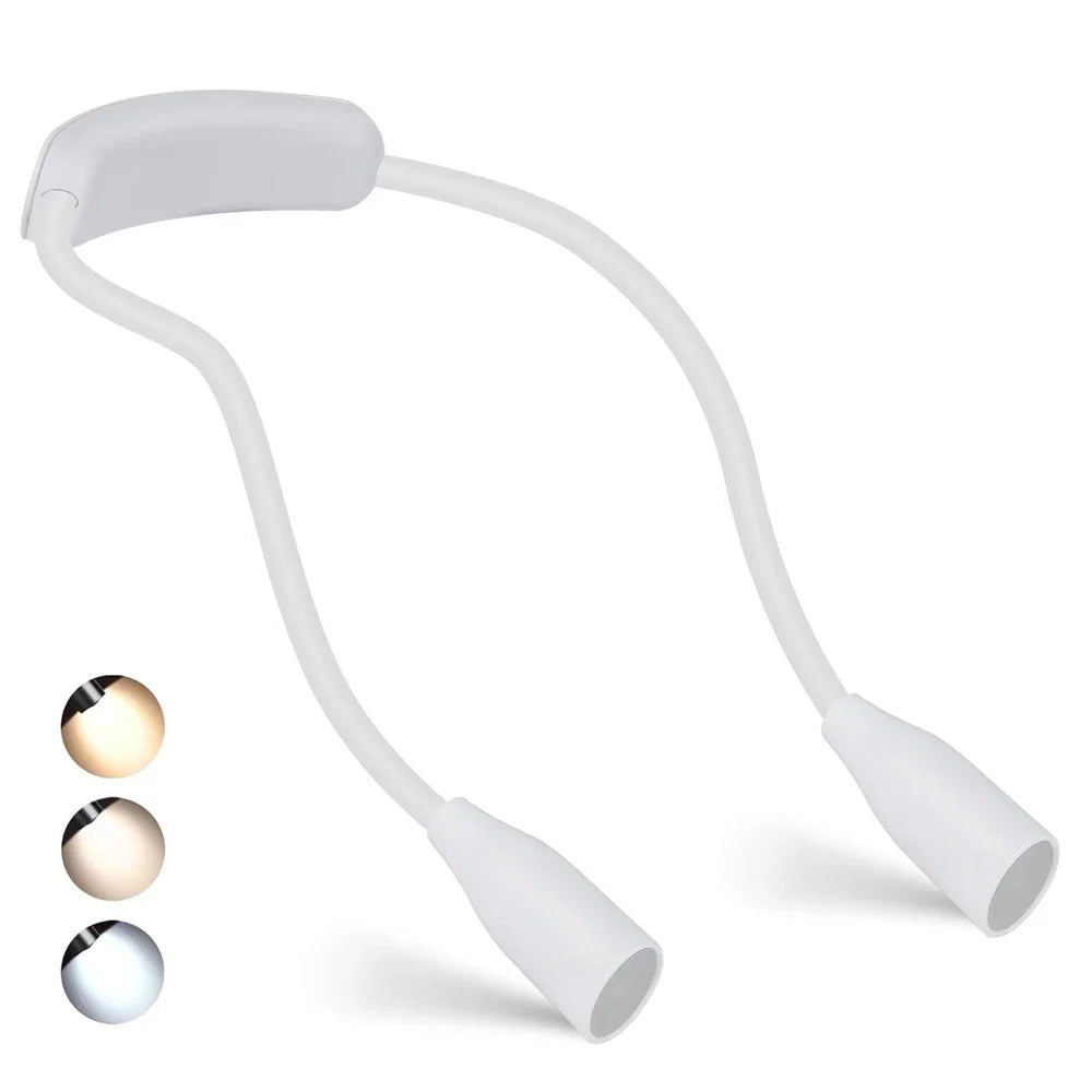 LED Nackenlampe mit 3 Lichtfarben – USB wiederaufladbar & dimmbar