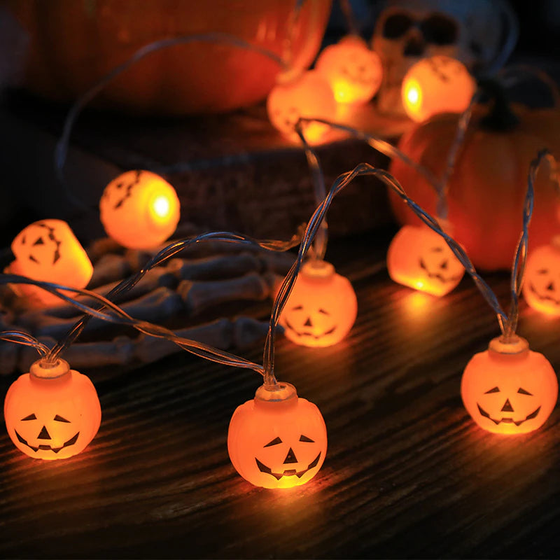 Halloween LED Lichterkette – Kürbis, Totenkopf & Augapfel – 1,5m mit 10 LEDs