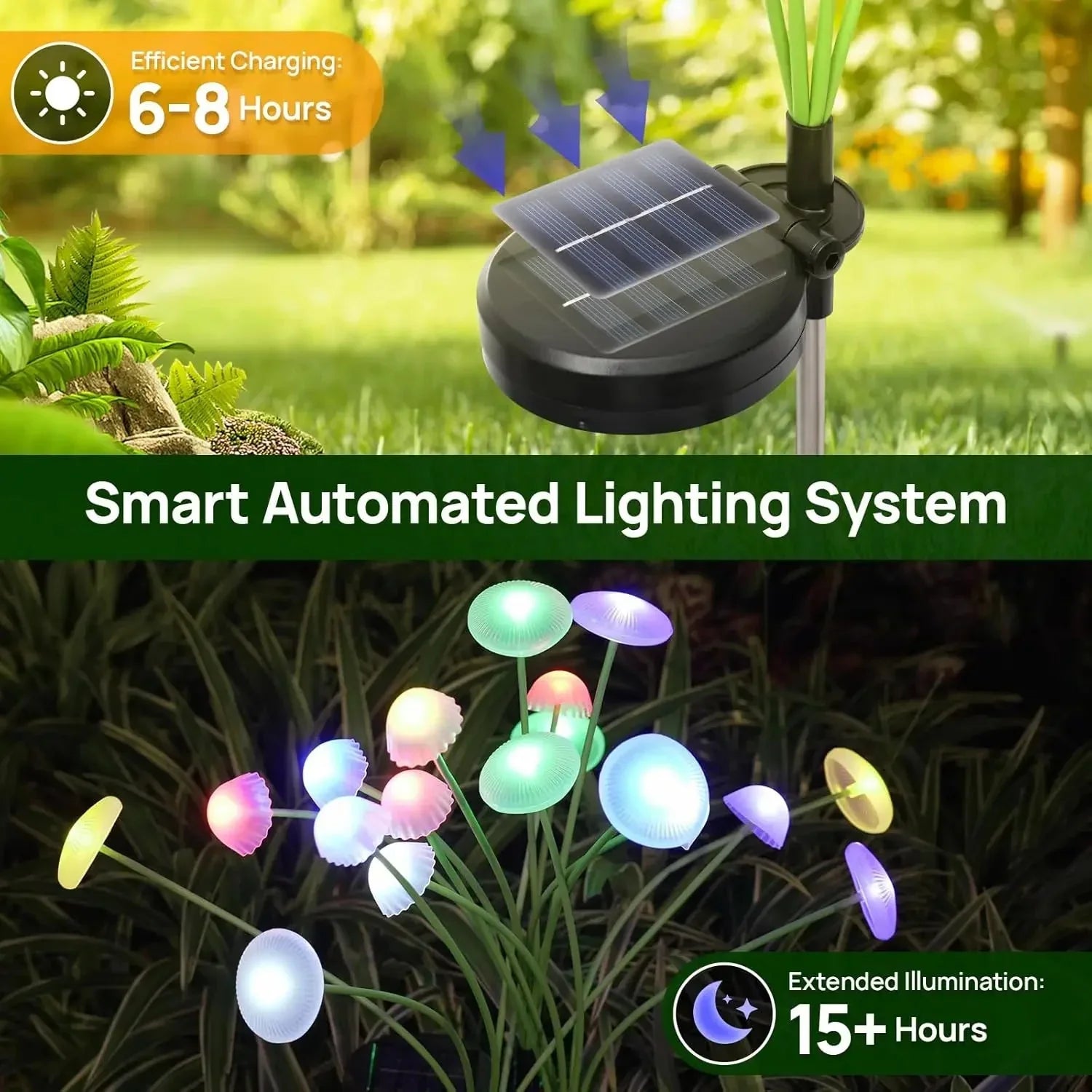Gartenleuchten 2er Set 70cm - Pilzleuchten mit beweglichen LEDs