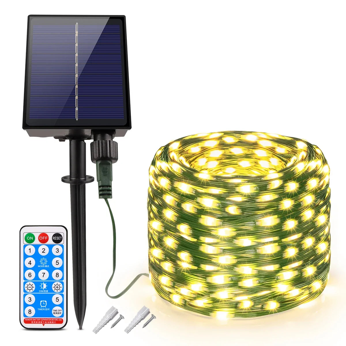 Solar Lichterkette 100M – 800 LEDs mit Fernbedienung & 8 Modi