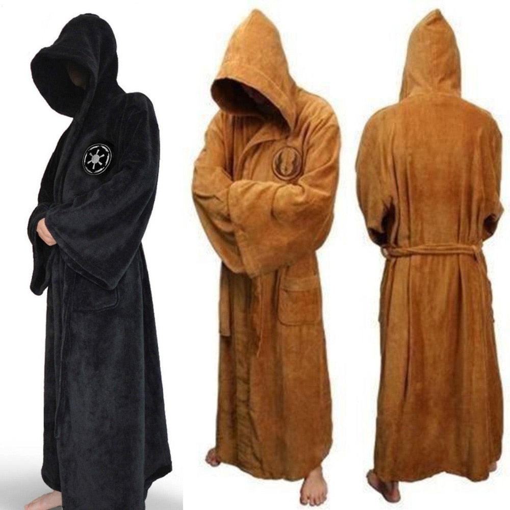Langer Flanell-Bademantel mit Kapuze für Herren – warm und saugfähig