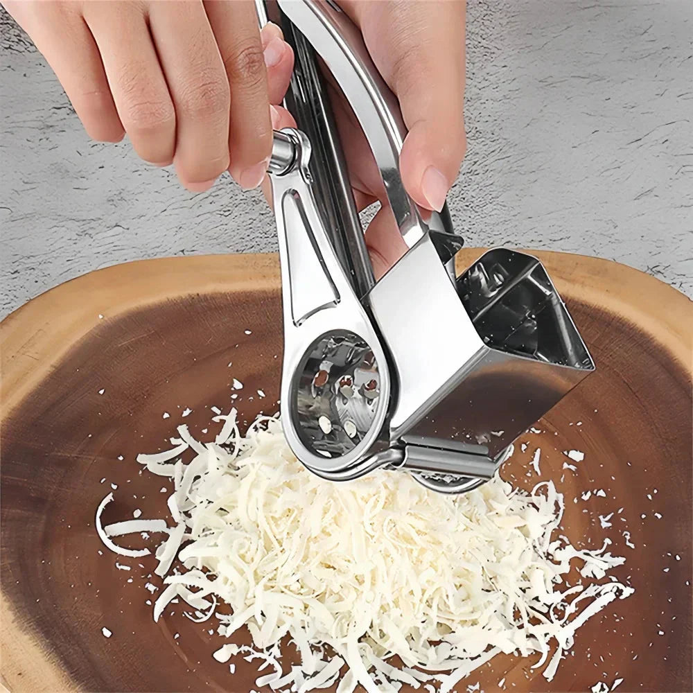 Küchenreibe Edelstahl mit Kurbel für Käse Schokolade Nüsse