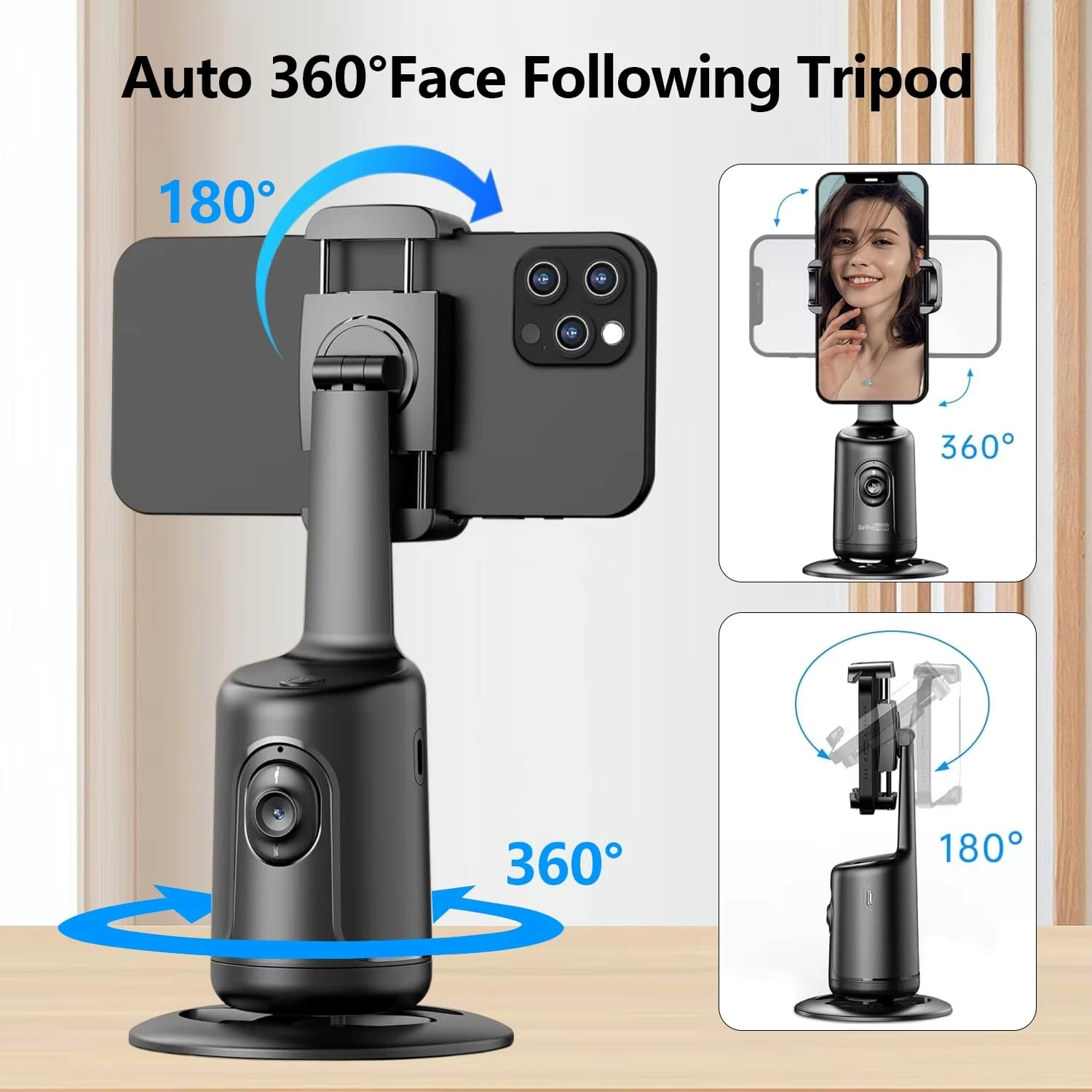 Auto-Tracking Handyhalter 360° Gesichtserkennung mit Selfie-Licht