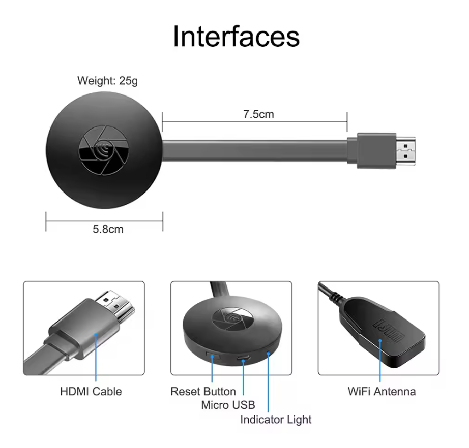 HDMI WiFi Adapter für TV - Smartphone Bildschirmspiegelung Dongle