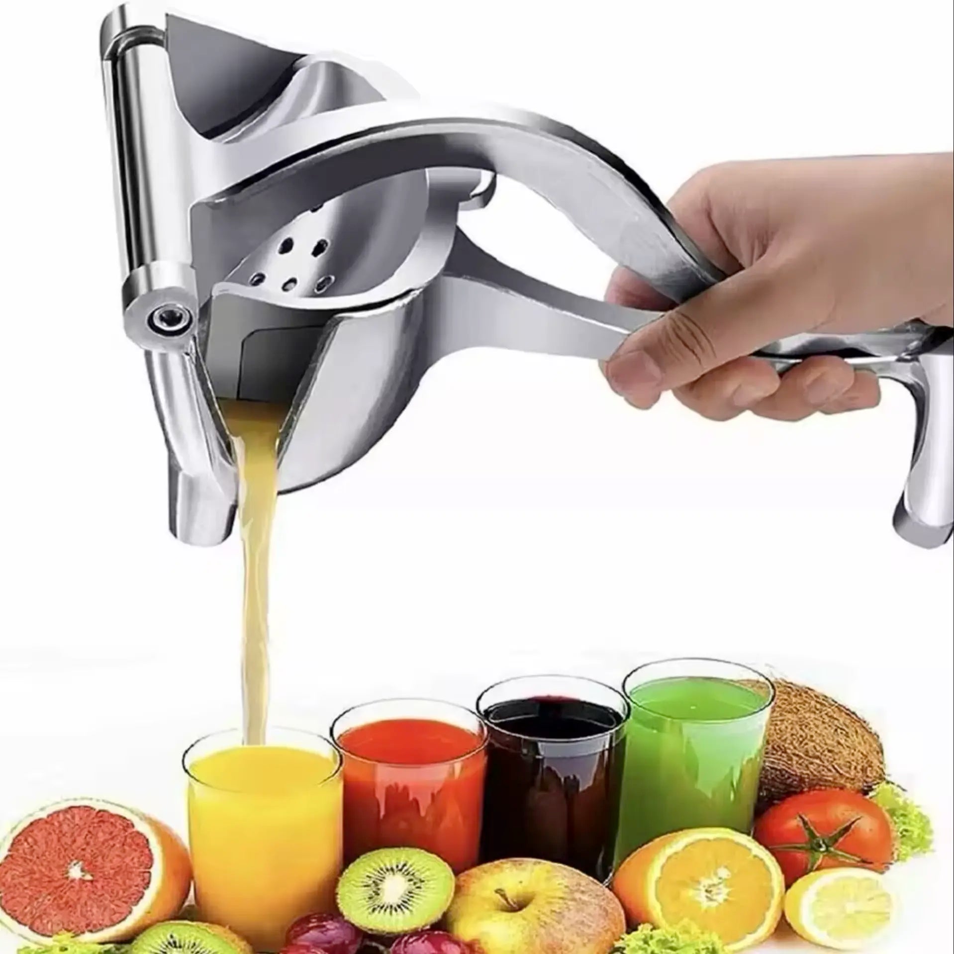 Manuelle Obstpresse aus Edelstahl – Hebelpresse für Zitrusfrüchte & Beeren