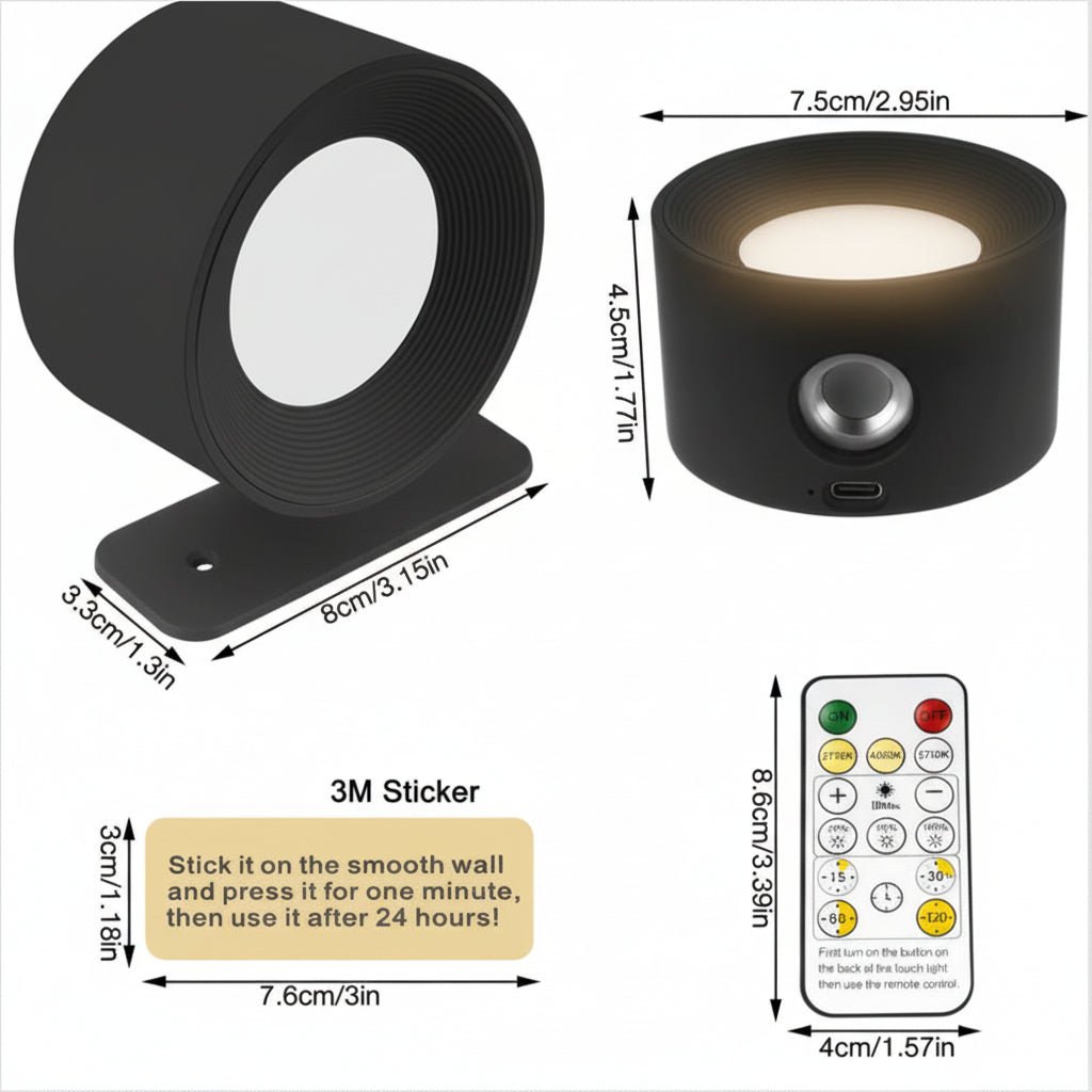Kabellose LED-Wandleuchte mit Fernbedienung – Nordisches Design
