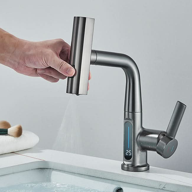 Digitaler Waschtischhahn mit Temperaturanzeige – modern und tropffrei