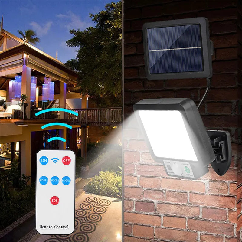Solar Außenleuchte mit Bewegungsmelder – 72 COB LEDs & Fernbedienung