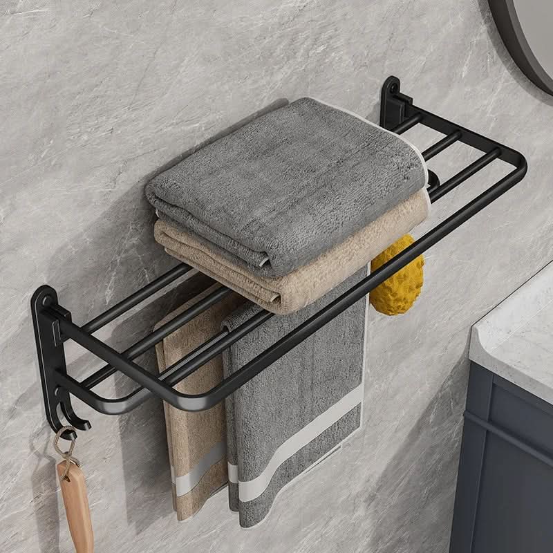 Aluminium Handtuchhalter zur Wandmontage – klappbar mit Haken
