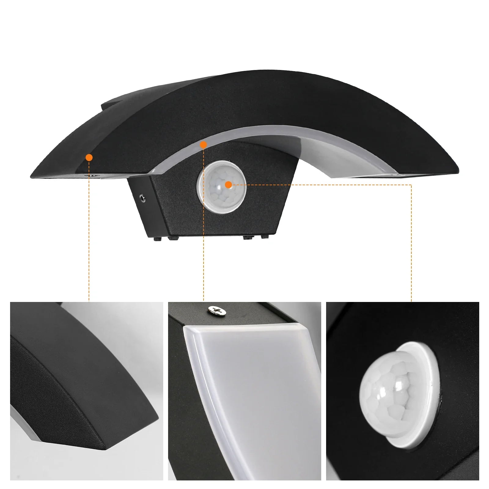 LED Außenwandleuchte 24W mit Bewegungsmelder – Warmweiß Schwarz