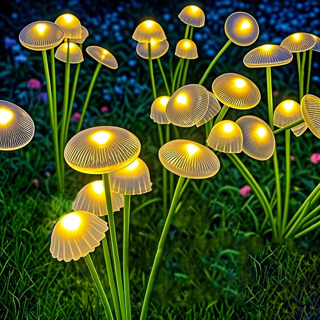Gartenleuchten 2er Set 70cm - Pilzleuchten mit beweglichen LEDs
