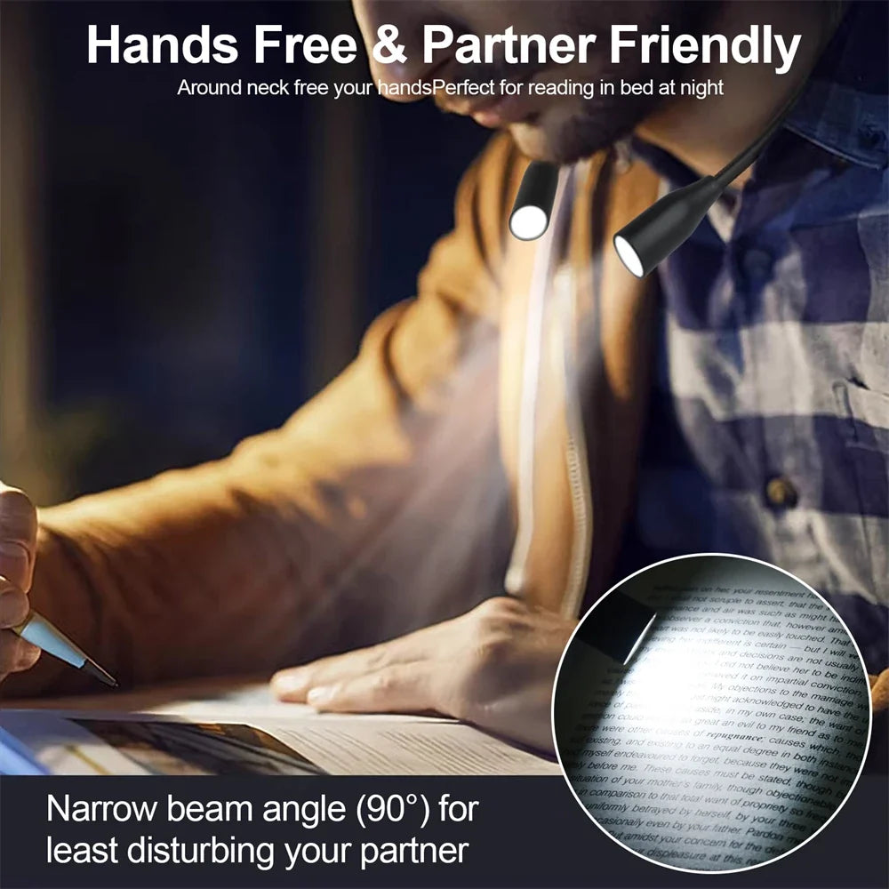 LED Nackenlampe mit 3 Lichtfarben – USB wiederaufladbar & dimmbar