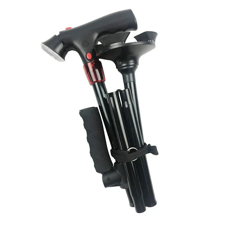 Gehstock höhenverstellbar mit LED-Licht und Alarm aus Aluminium
