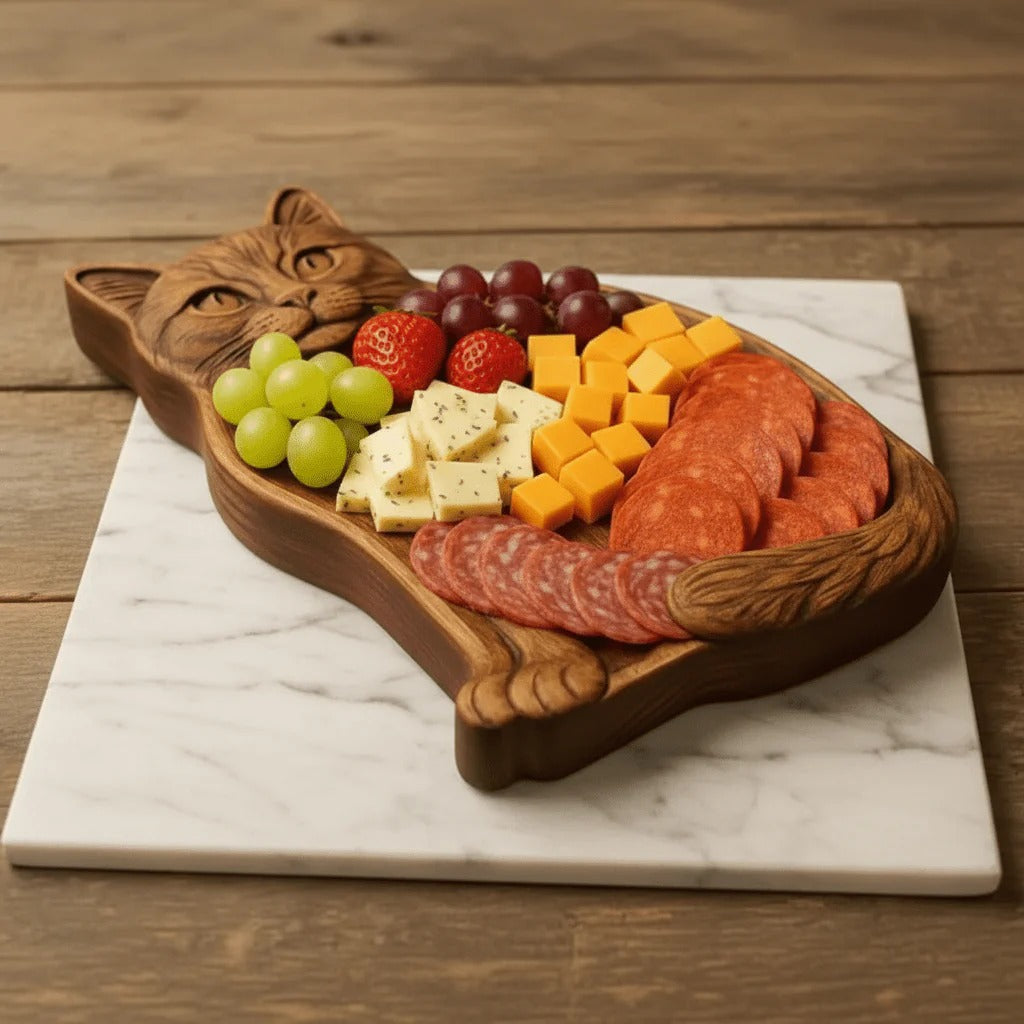 Servierbrett aus Massivholz in Tierform – Snackplatte mit Fächern