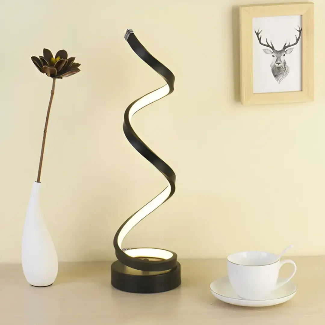 Spiralförmige LED-Tischlampe 19W mit Dimmer – Blendfreies Licht
