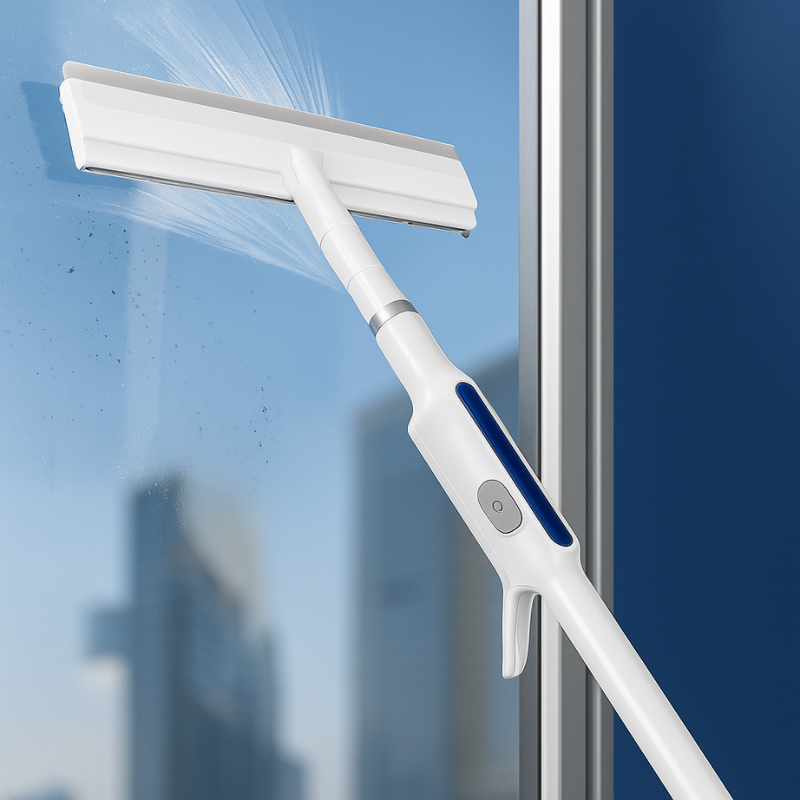 Fensterwischer mit Sprühfunktion und Doppelblatt für streifenfreie Scheiben