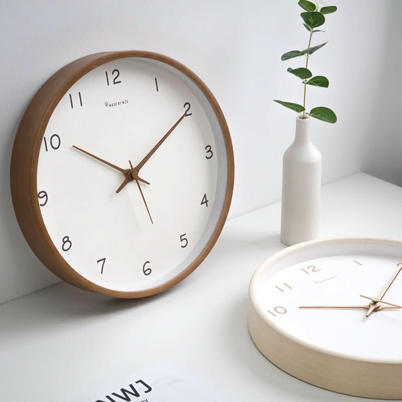 Analoge Holz-Wanduhr mit geräuschlosem Uhrwerk – 25 cm