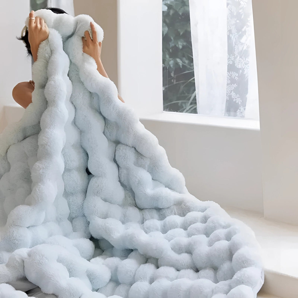 Gewichtsdecke mit Kunstfell und Chunky Knit Design