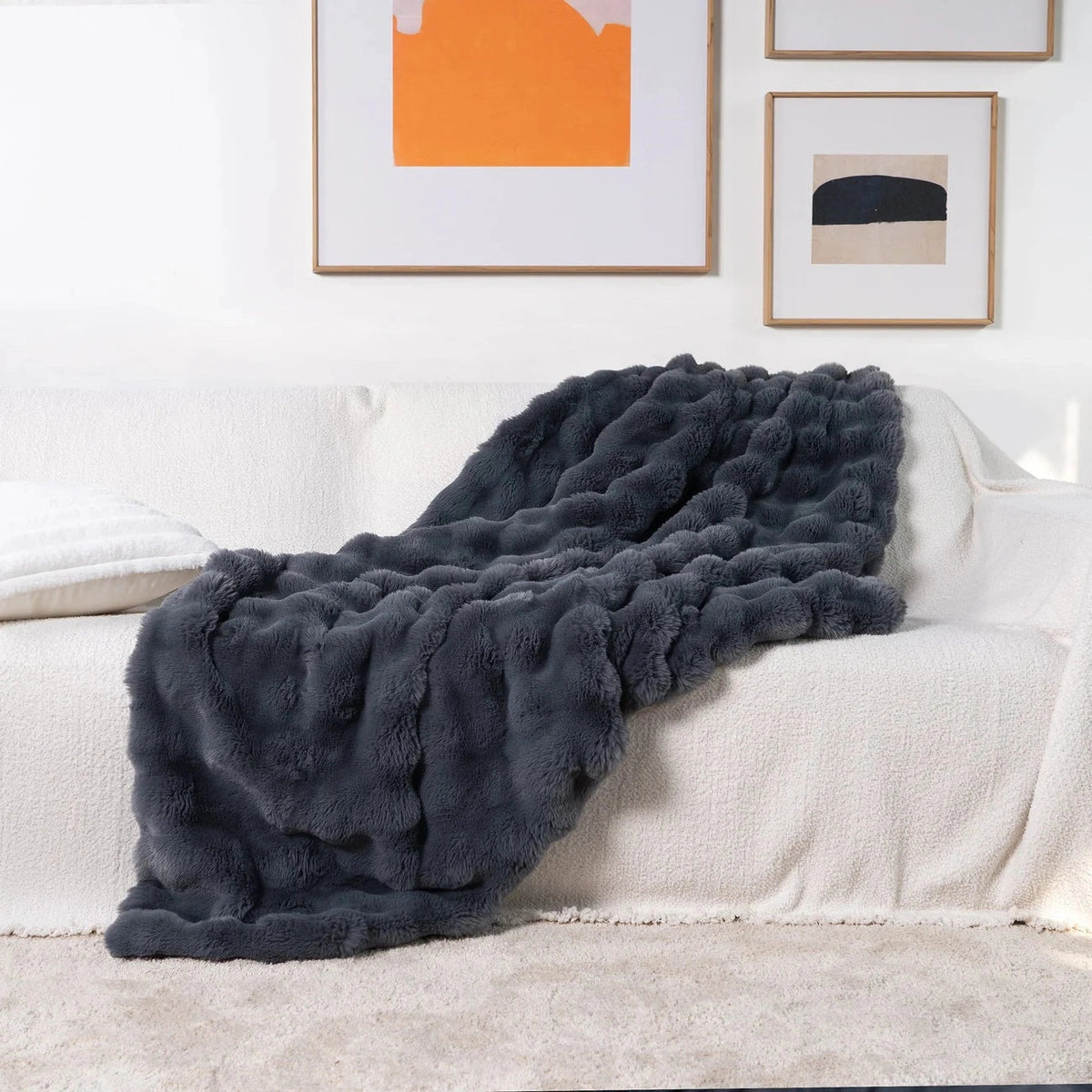 Gewichtsdecke mit Kunstfell und Chunky Knit Design
