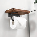 Toilettenpapierhalter Holz Metall mit Ablage Wandmontage WC Halterung