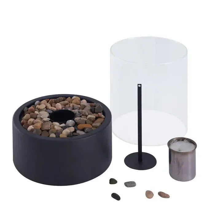 Tischfeuer Gasflamme Laterne – Glas Windschutz für Terrasse & Garten