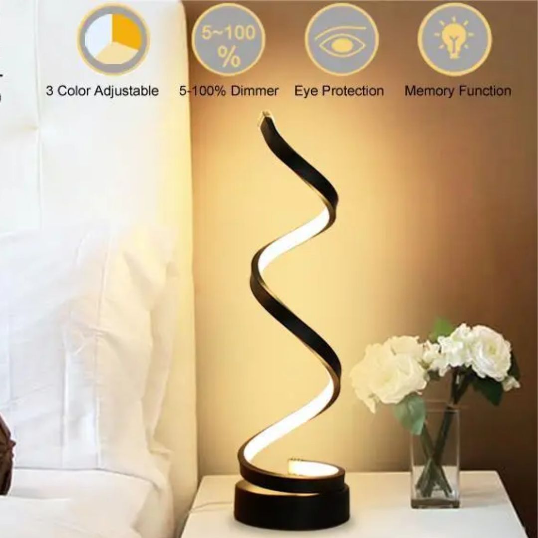 LED Tischlampe dimmbar Touch Spiraldesign Schreibtischlampe Nachttisch