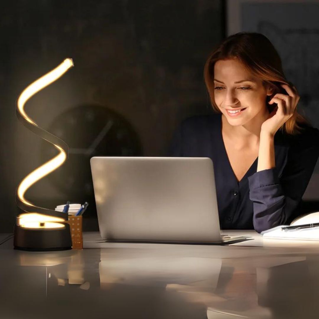 LED Tischlampe dimmbar Touch Spiraldesign Schreibtischlampe Nachttisch