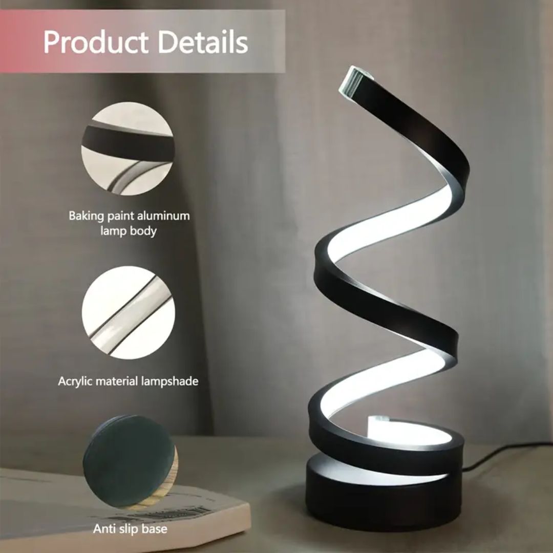LED Tischlampe dimmbar Touch Spiraldesign Schreibtischlampe Nachttisch