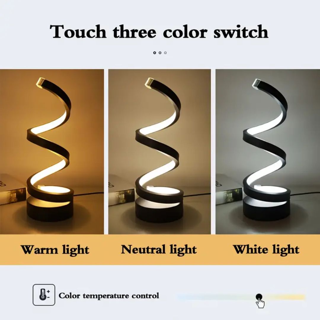LED Tischlampe dimmbar Touch Spiraldesign Schreibtischlampe Nachttisch