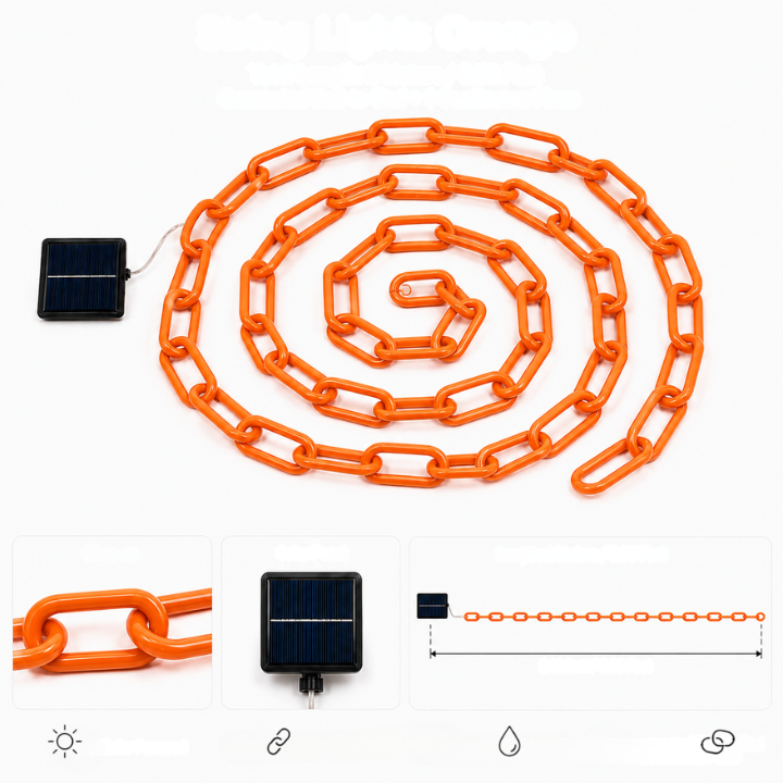 Solar LED Lichterkette Außen – Dekorative Gartenbeleuchtung Orange