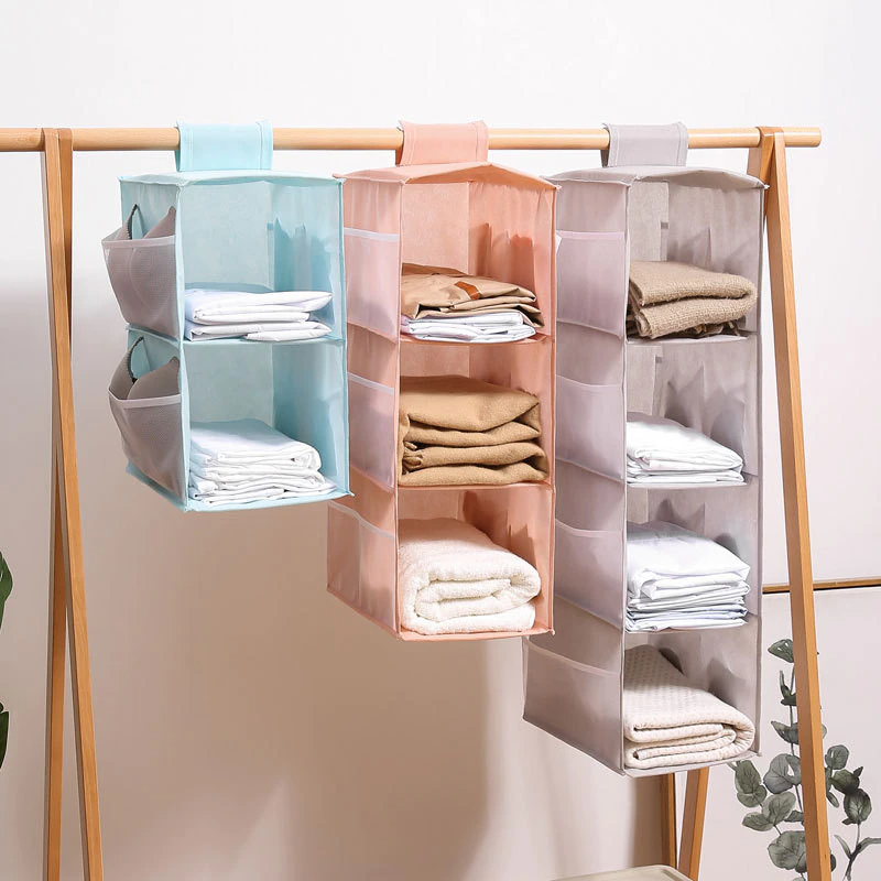Hängender Kleiderschrank Organizer mit Etagen – faltbar