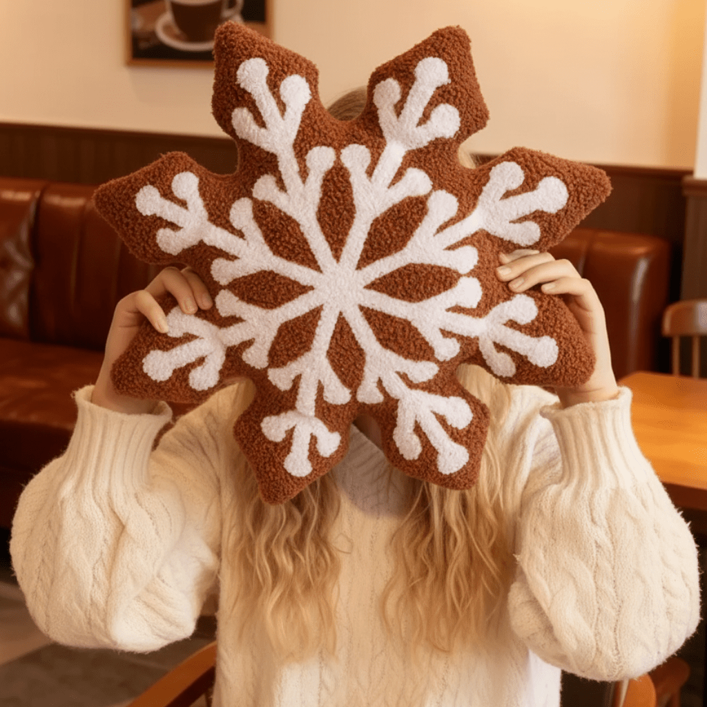 Schneeflocken Plüschkissen - Weihnachtsdeko Sofakissen Winter