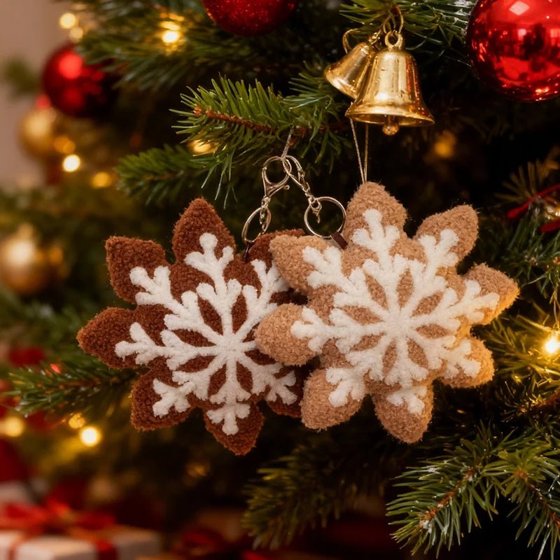 Schneeflocken Plüschkissen - Weihnachtsdeko Sofakissen Winter