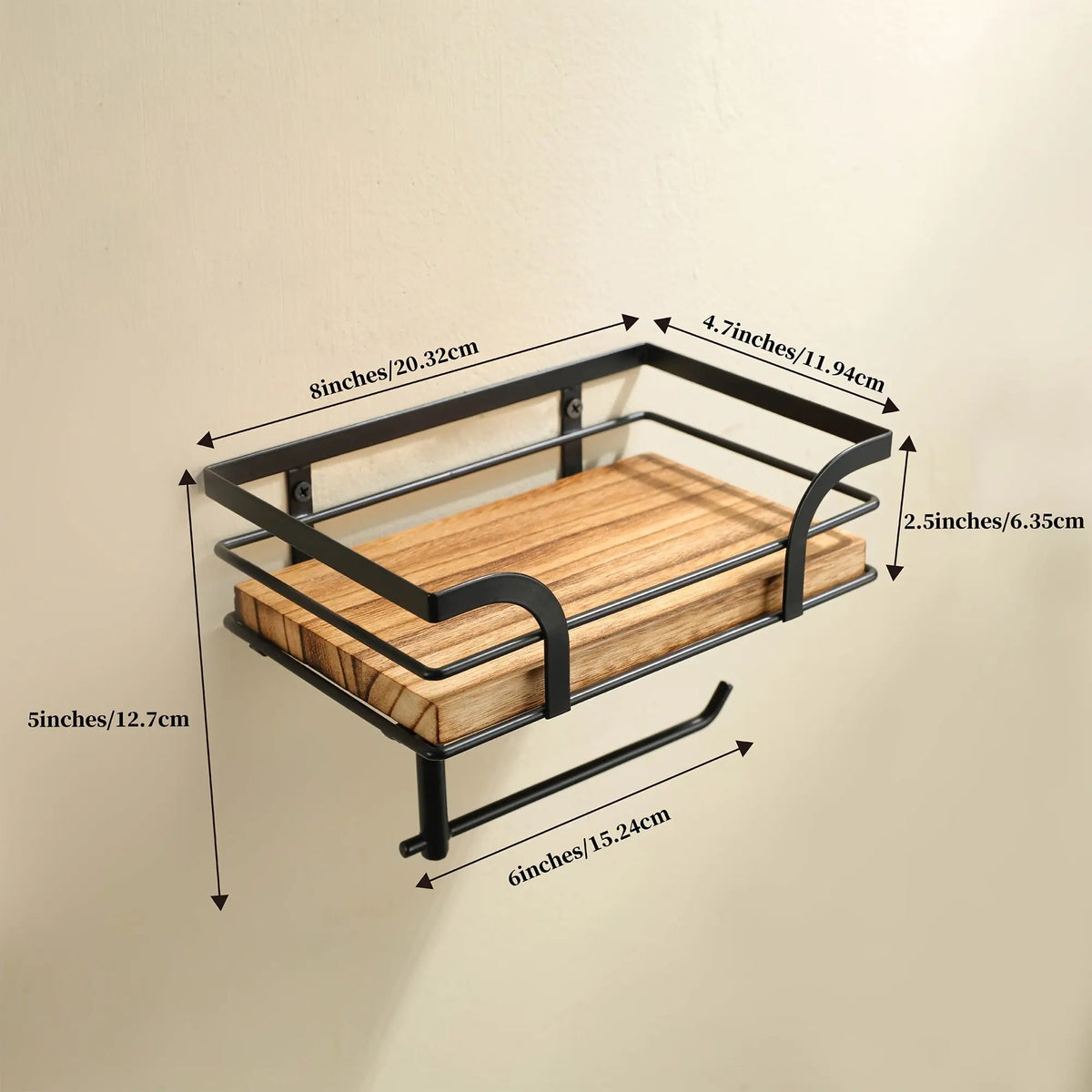 regal Wandmontage mit Toilettenpapierhalter Metall Holz