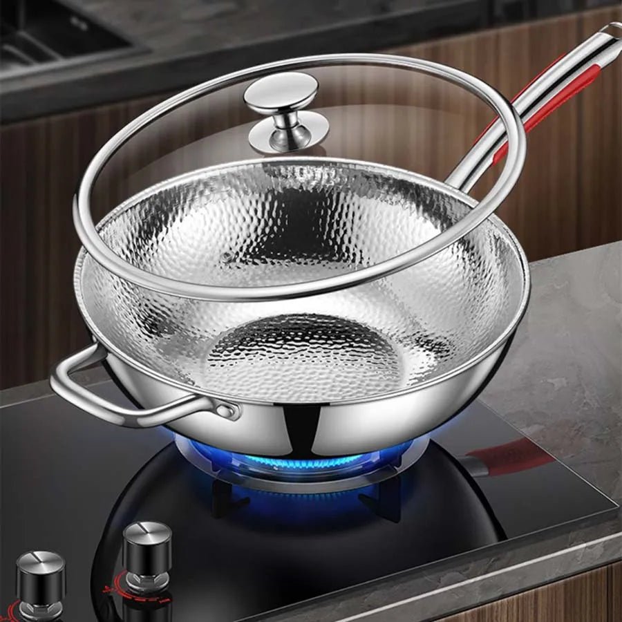 Titan Wok 30 cm – Unbeschichtet & Natürlich Antihaft für Induktion