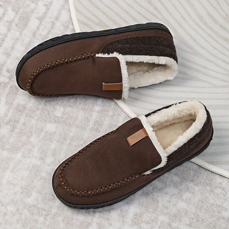 Warme Herren Hausschuhe aus Kunstwoll – Loafer für Winter