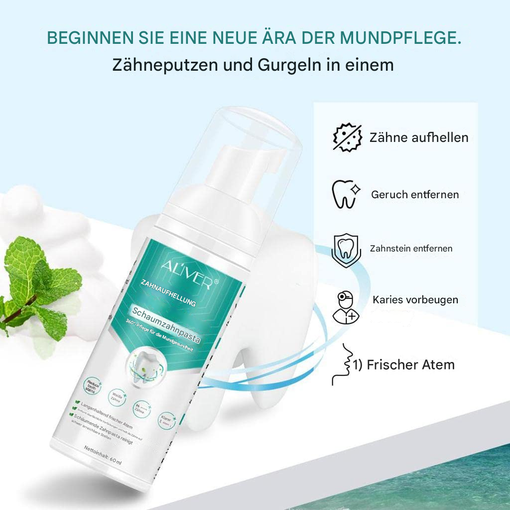 Zahnaufhellungs-Schaum für weißere Zähne und frischen Atem
