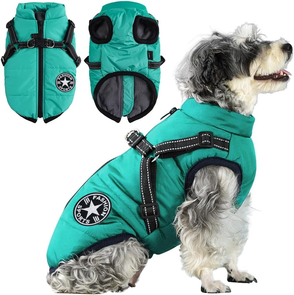 Wasserdichte Winterjacke für Hunde mit integriertem Geschirr