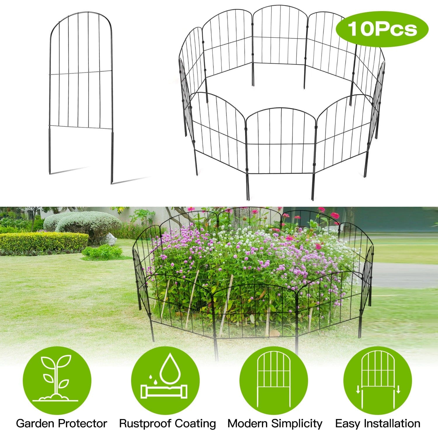 Edelstahl Gartenzaun Beetabgrenzung flexibel rostfrei 3,2m Set