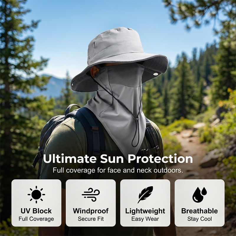 Sonnenhut mit Gesichtsschutz - Atmungsaktiv und UV-Schutz für Outdoor