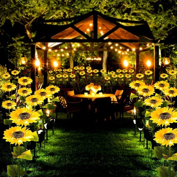 Solar Gartenleuchten Sonnenblumen LED Warmweiß IP65 Wetterfest