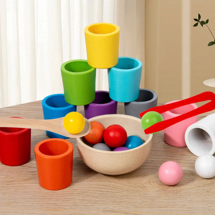 Farben lernen Holzspielzeug - Montessori Farbsortierspiel für Kinder