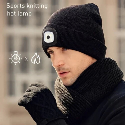 Beanie Mütze mit LED-Licht – warm und beleuchtet für draußen