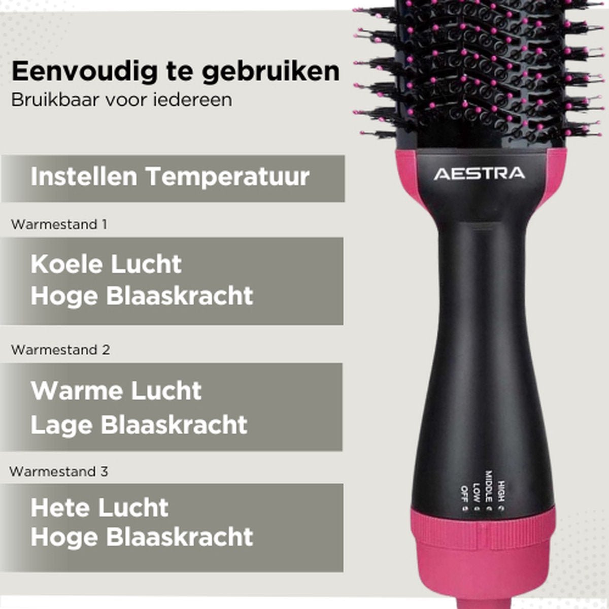 2-in-1 Föhnbürste mit Negativ-Ionen-Technologie – Glattes Haar in einem Schritt