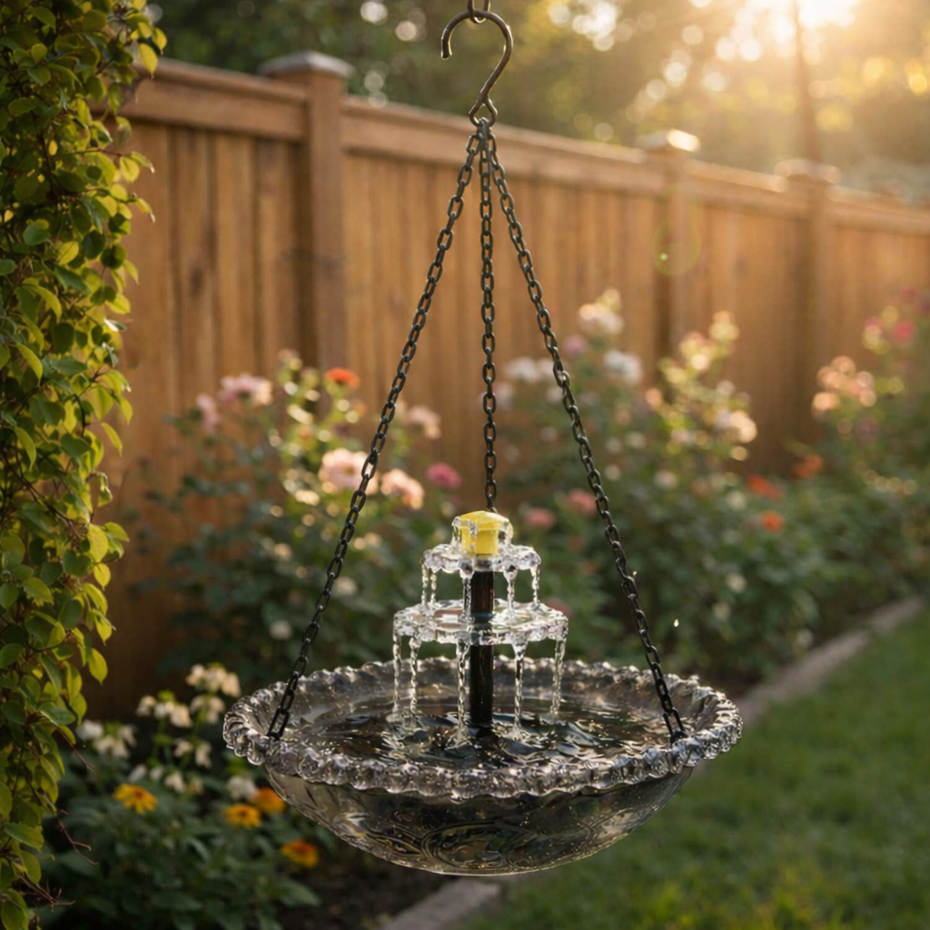 Solar Springbrunnen Hängend Vogeltränke Zweistufig Garten Terrasse