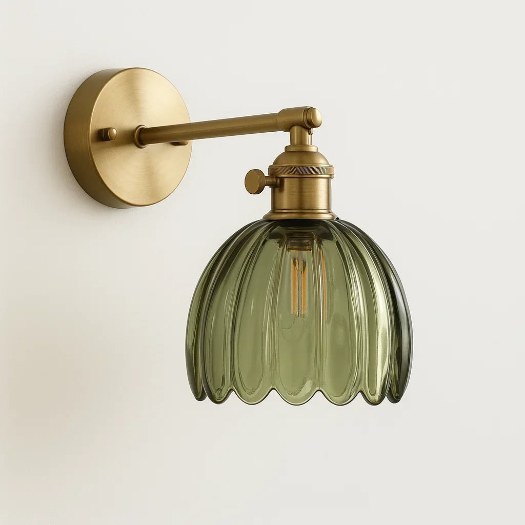 Vintage Wandleuchte mit Blütendesign – E27 Glasleuchte im Retro-Stil