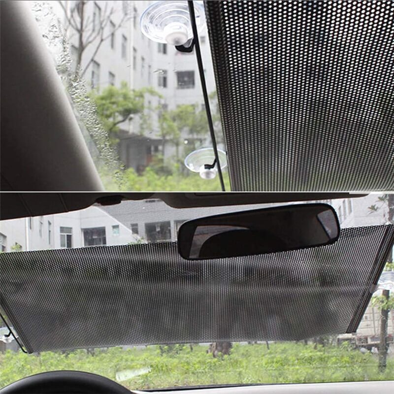 Einziehbarer Auto Sonnenschutz Windschutzscheibe – UV-Schutz Rollo mit Saugnapf