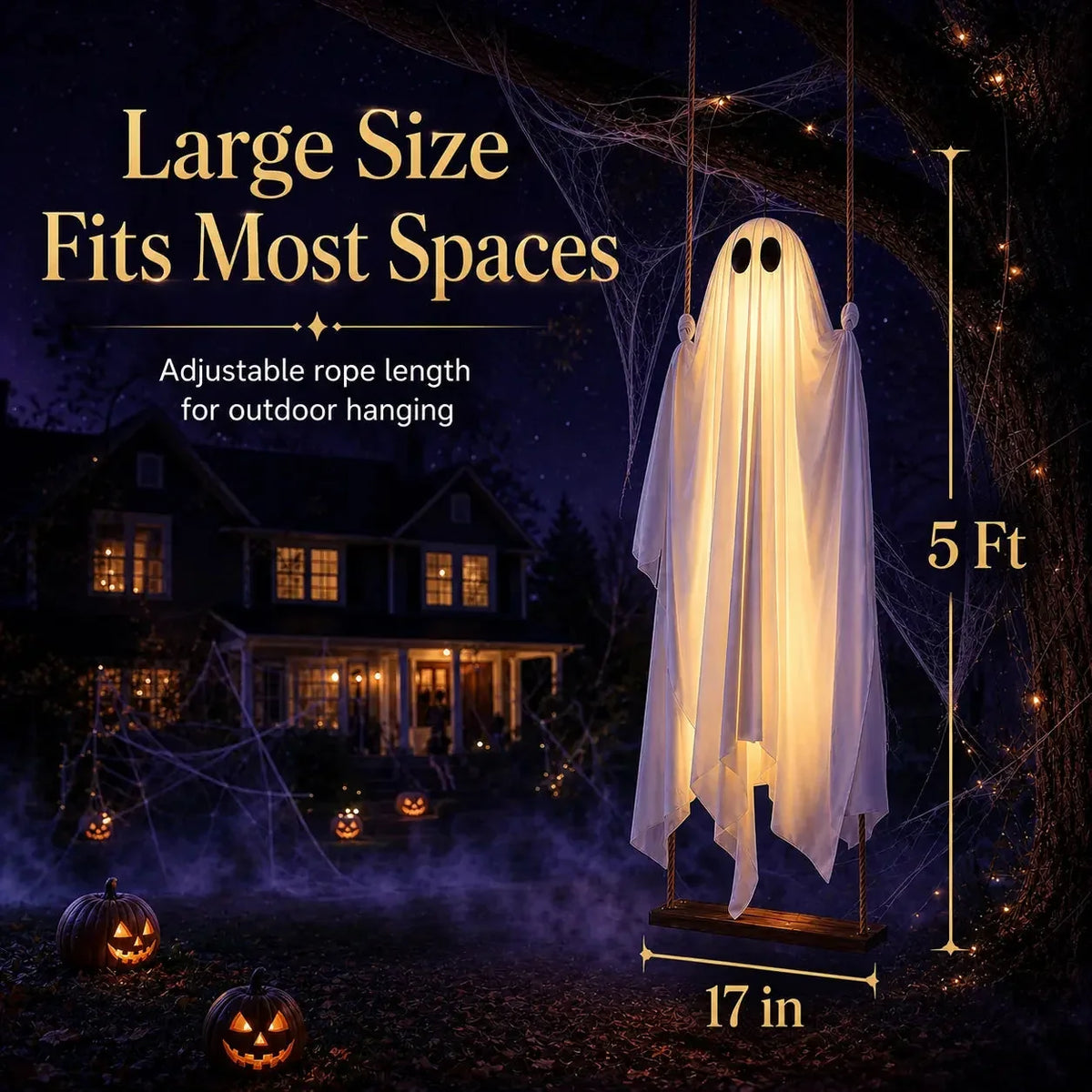Leuchtende Halloween Geist Dekoration mit Bewegung und Fernbedienung